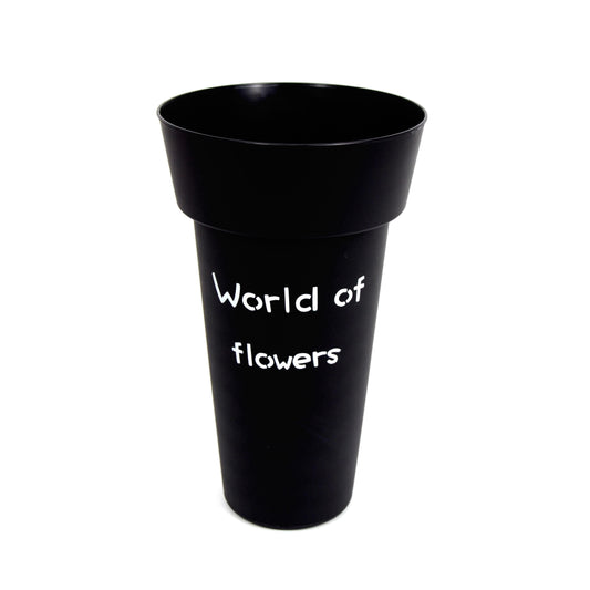 Ghiveci din plastic, rotund uni cu inscriptie