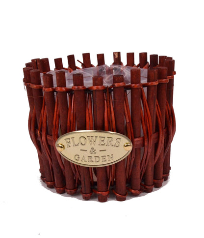 Ghiveci din surcele de lemn, rotund captusit cu folie din plastic