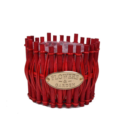 Ghiveci din surcele de lemn, rotund captusit cu folie din plastic