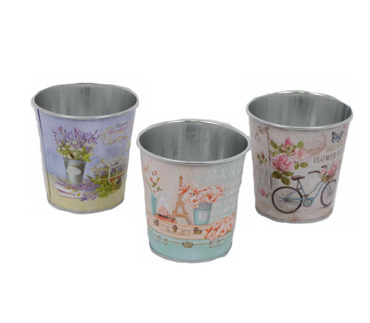 Ghiveci metalic rotund cu imprimeu foto