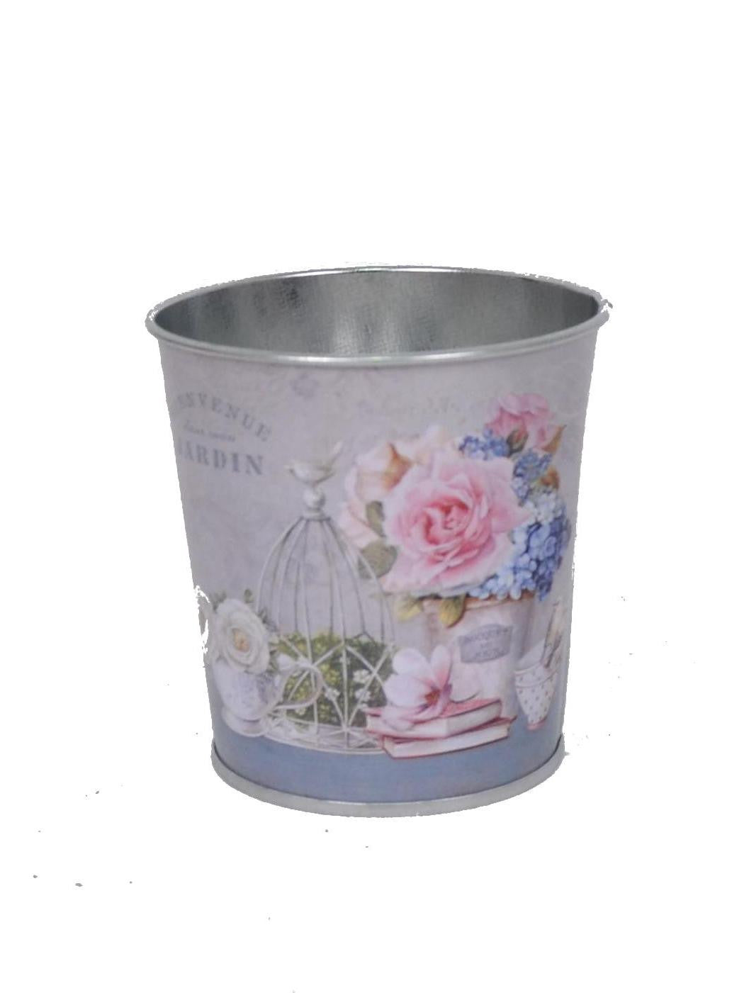 Ghiveci metalic rotund - imprimeu vintage