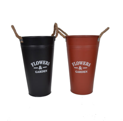 Ghiveci tip vaza, metalic, rotund, uni cu toarte