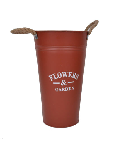 Ghiveci tip vaza, metalic, rotund, uni cu toarte