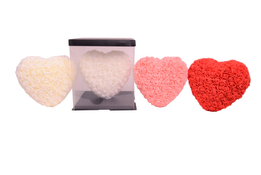 Inima din trandafiri de spuma in cutie transparenta D 25