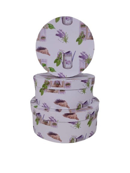 Set 3 cutii rotunde cu imprimeu