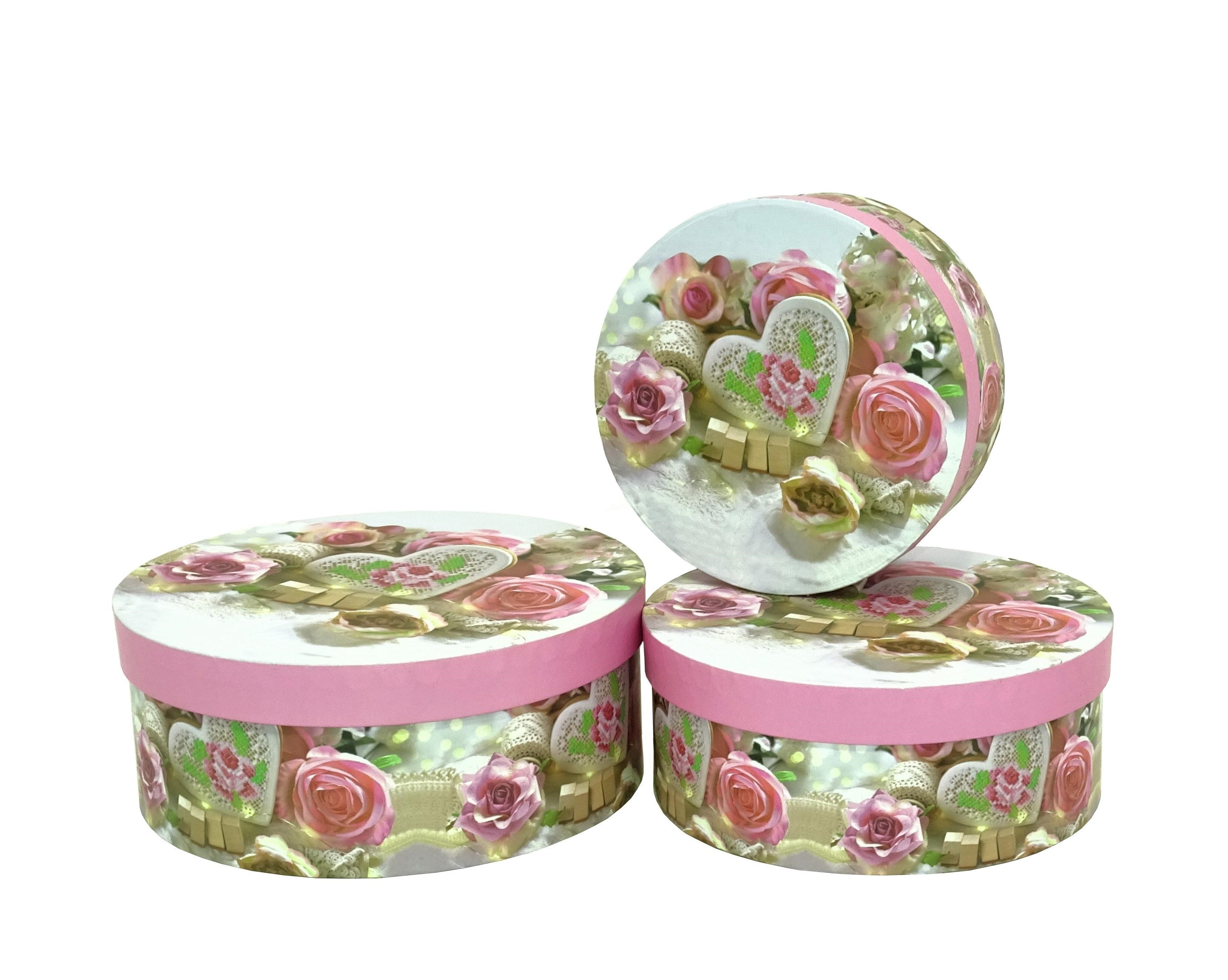 Set 3 cutii rotunde cu imprimeu