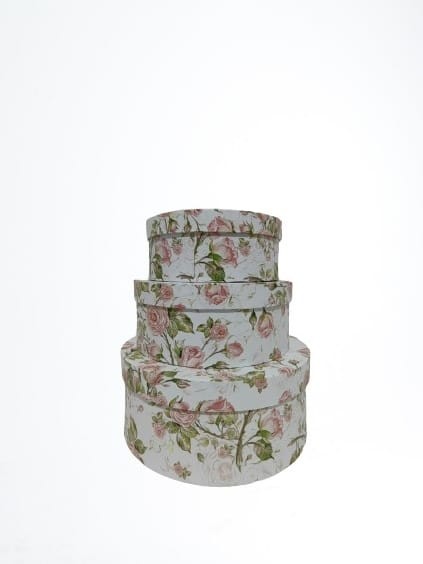 Set 3 cutii rotunde cu imprimeu