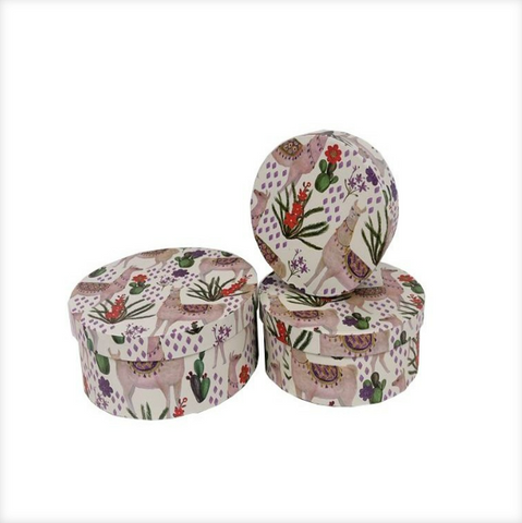 Set 3 cutii rotunde cu imprimeu