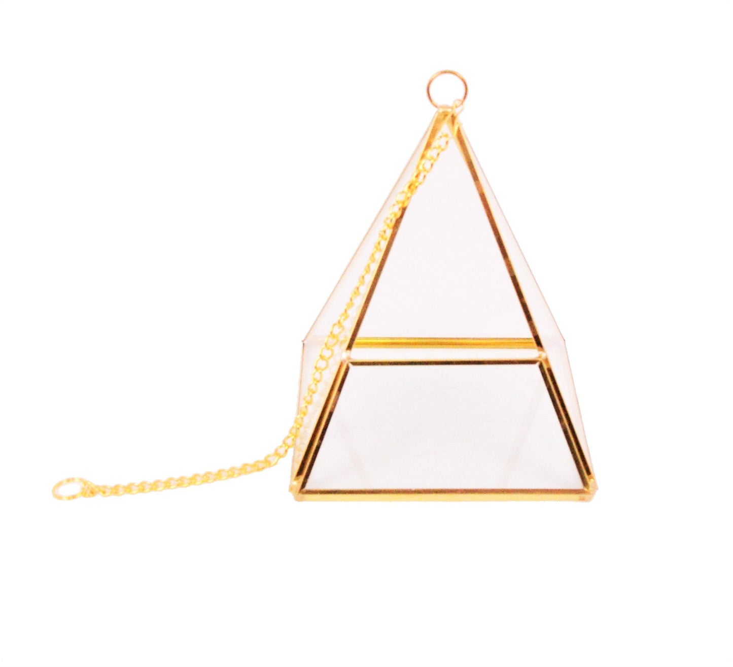 Ornament din sticla si alama piramidal