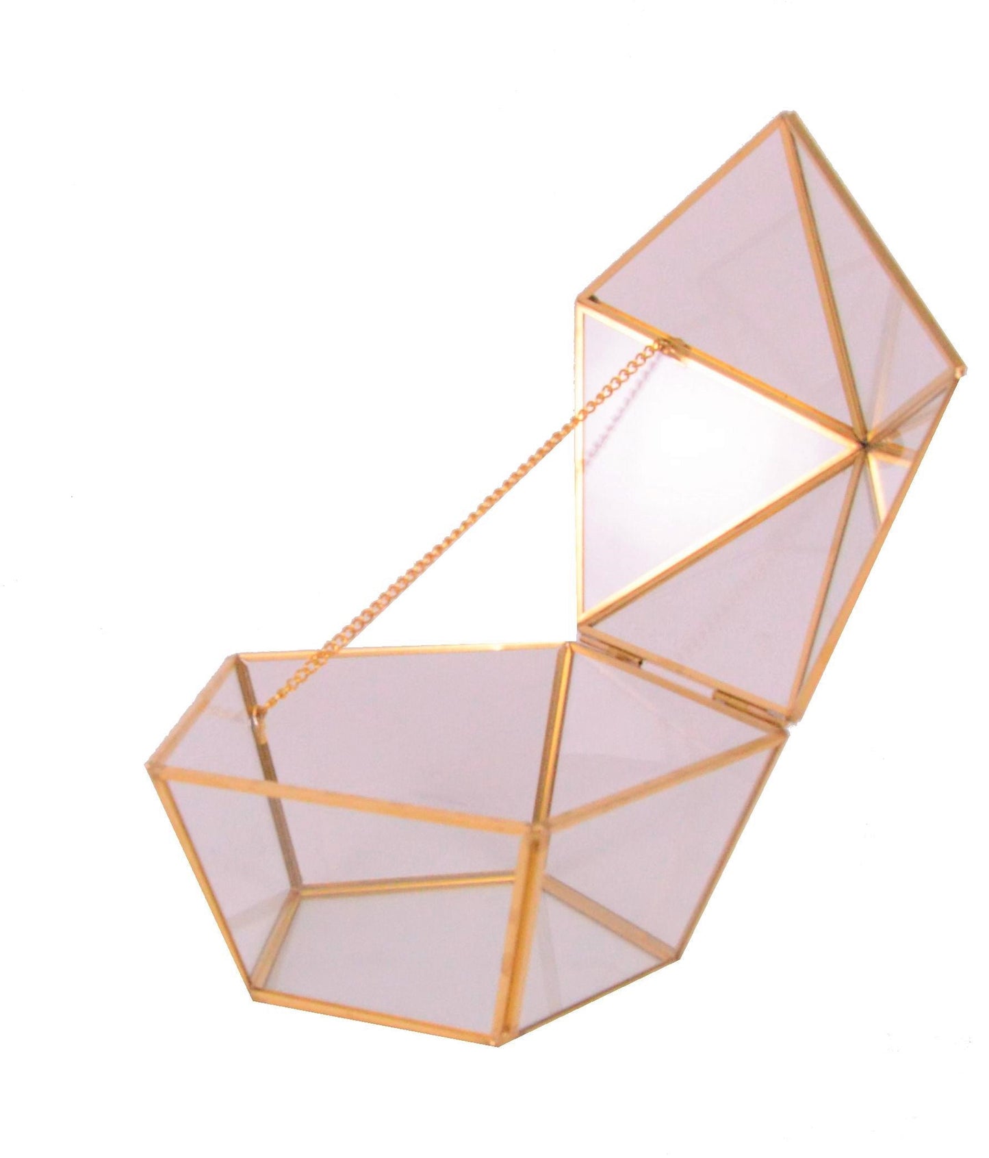 Ornament din sticla si alama caseta tip diamant