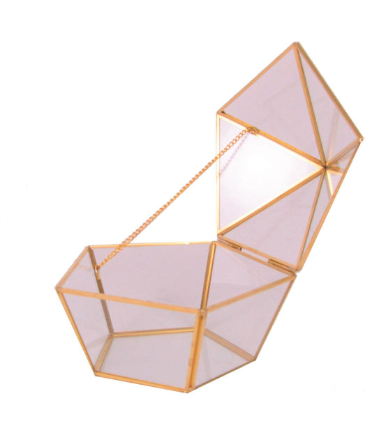 Ornament din sticla si alama caseta tip diamant