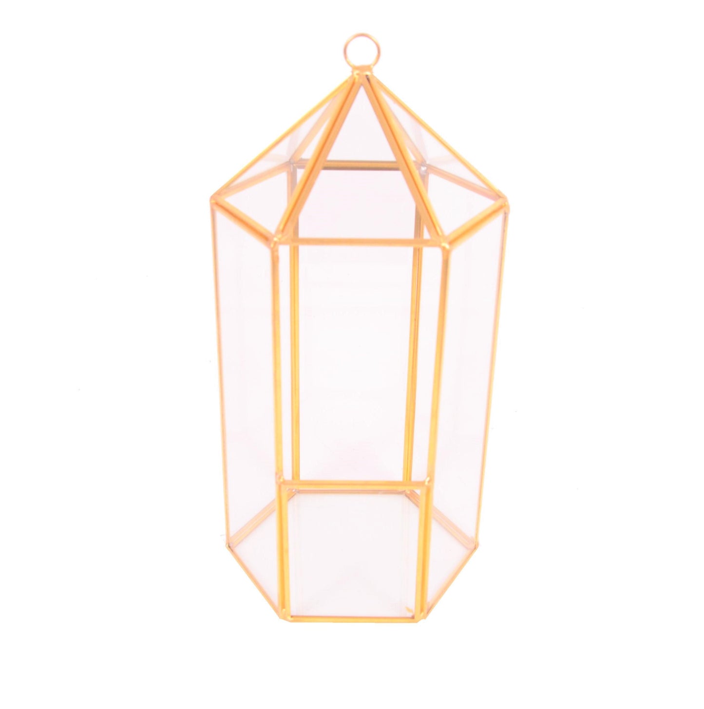 Ornament hexagonal din sticla si alama H 25