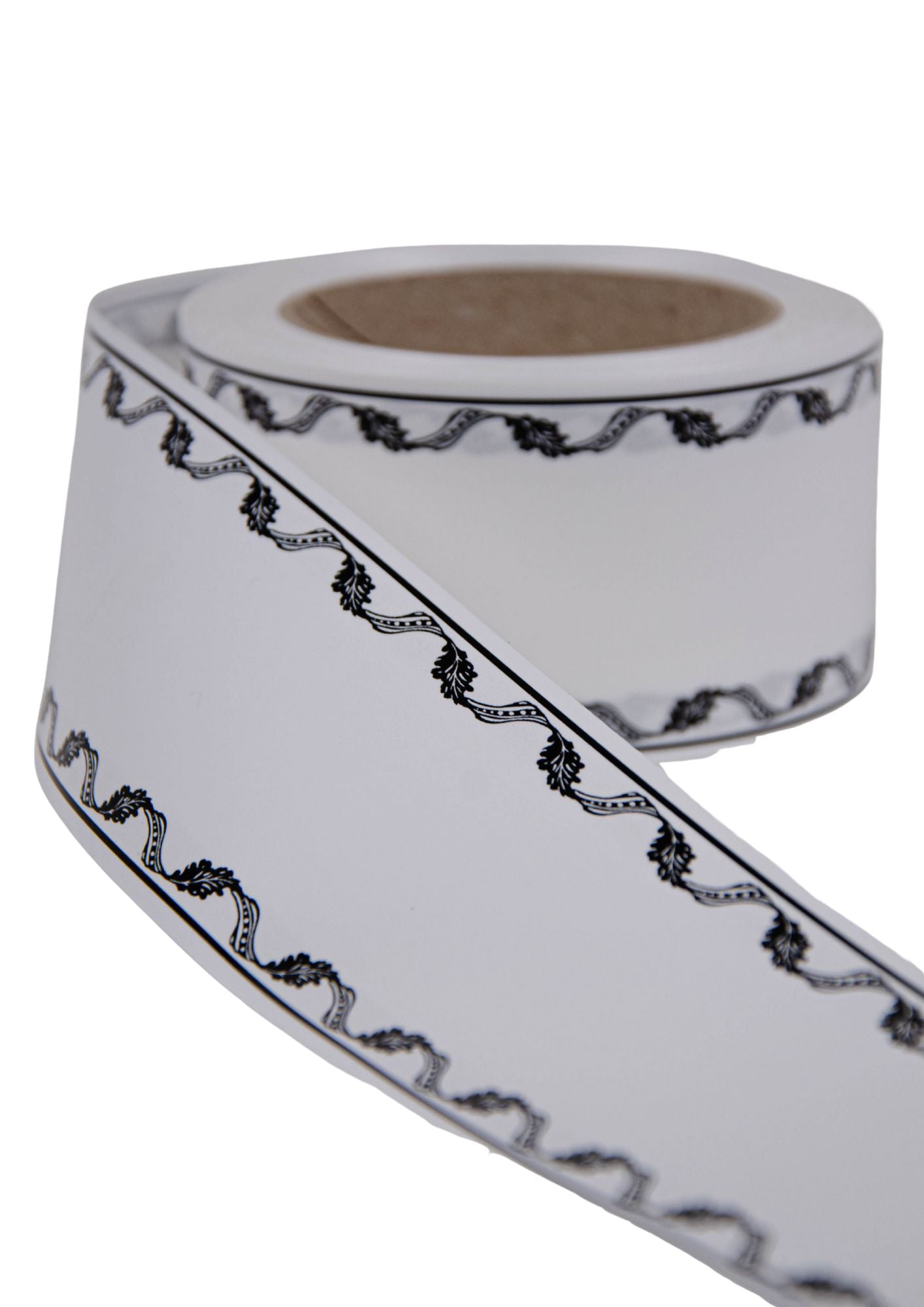 Panglica funerara alba cu model si dungi negre