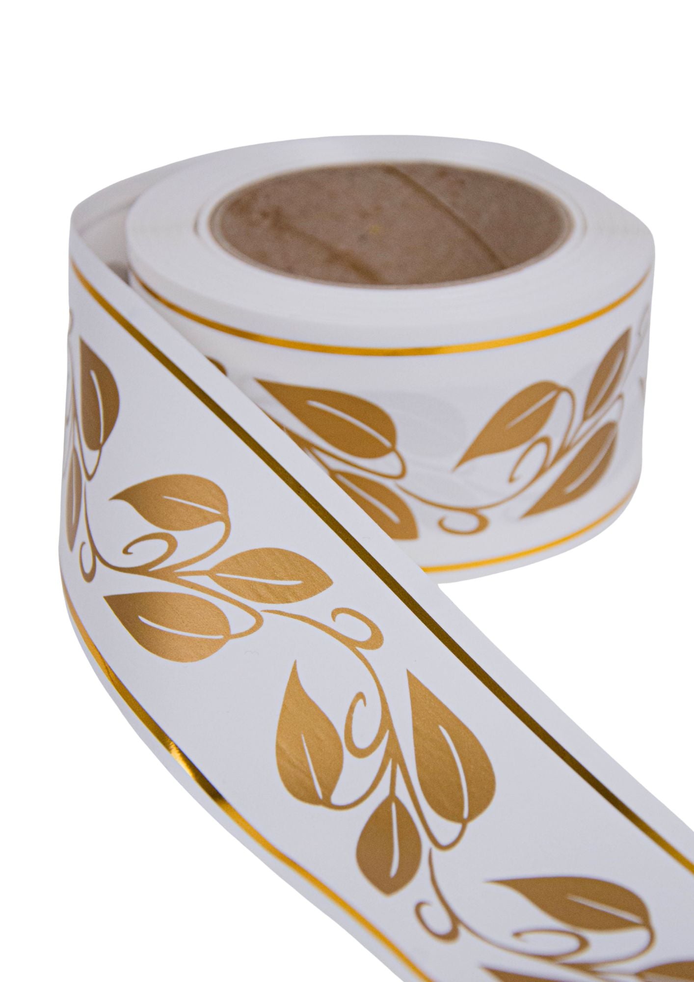 Panglica funerara cu model floral si fir auriu pe margini pentru coroane mortuare si coronite