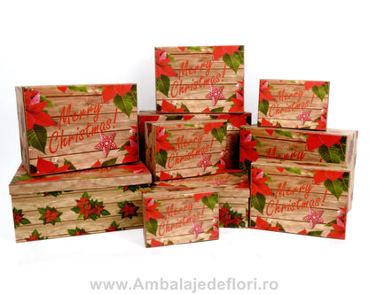 Set 10 cutii dreptunghiulare model Craciun