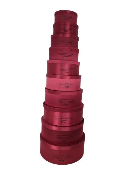 Set 10 Cutii Rotunde Satinate Uni pentru Flori H10.5-H19