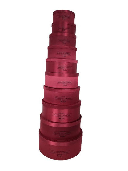 Set 10 Cutii Rotunde Satinate Uni pentru Flori H10.5-H19