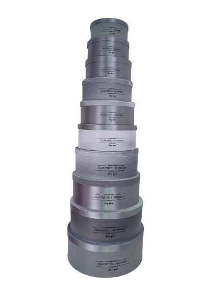 Set 10 Cutii Rotunde Satinate Uni pentru Flori H10.5-H19