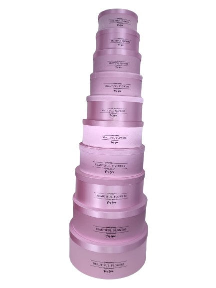 Set 10 Cutii Rotunde Satinate Uni pentru Flori H10.5-H19