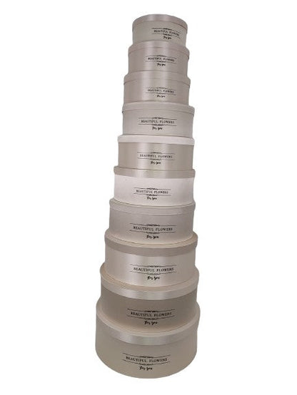 Set 10 Cutii Rotunde Satinate Uni pentru Flori H10.5-H19