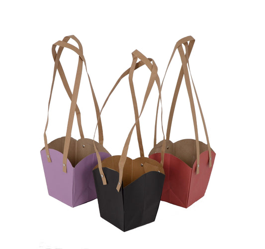 Set 10 Pungi din Hartie, Toarta Inalta, Uni, Medie H 15CM