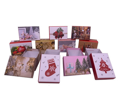 Set 12 cutii dreptunghiulare mici model Craciun