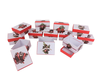 Set 12 cutii dreptunghiulare mici model Craciun