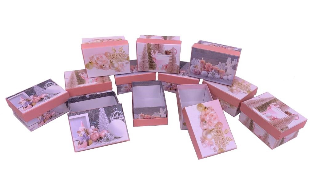 Set 12 cutii dreptunghiulare mici model Craciun