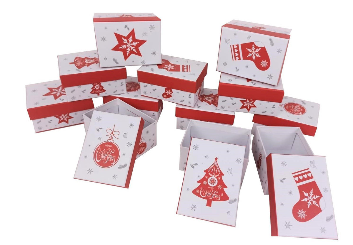 Set 12 cutii dreptunghiulare mici model Craciun