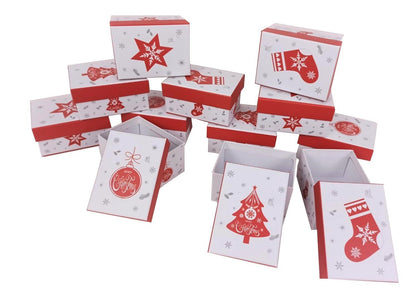 Set 12 cutii dreptunghiulare mici model Craciun