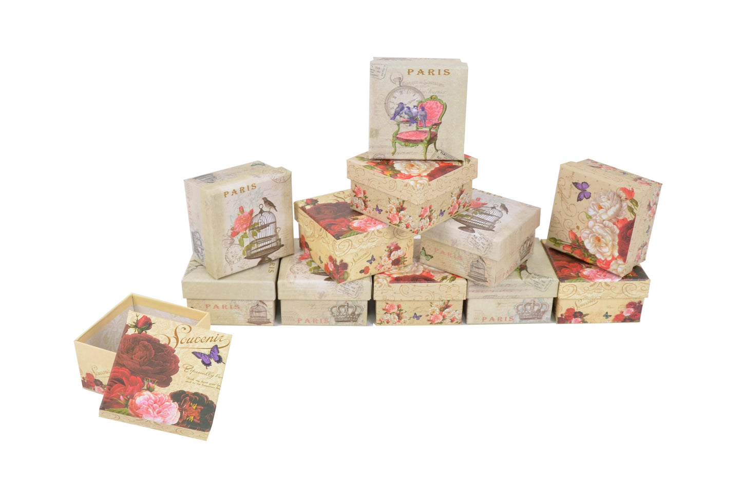 Set 12 cutii patrate mici cu imprimeu foto