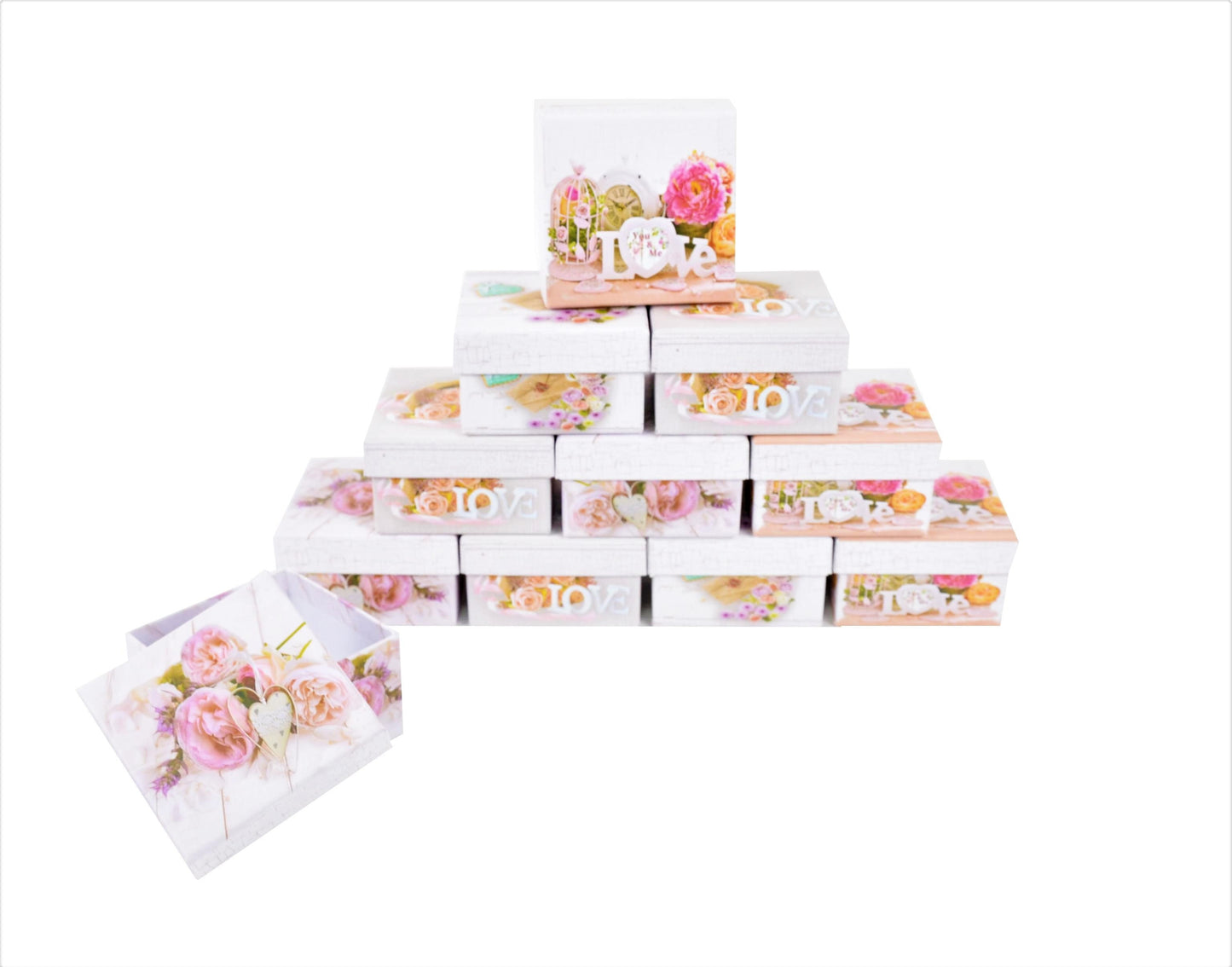 Set 12 cutii patrate mici cu imprimeu foto