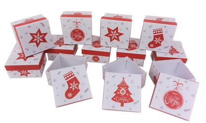 Set 12 cutii patrate mici model Craciun