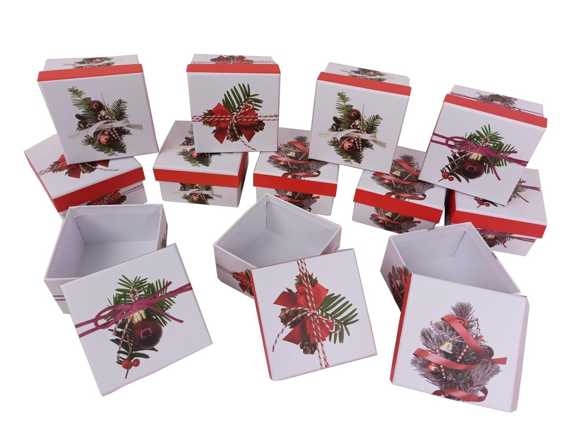 Set 12 cutii patrate mici model Craciun