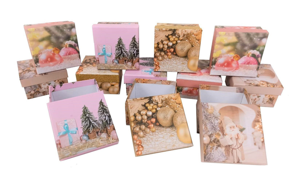 Set 12 cutii patrate mici model Craciun