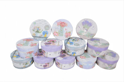 Set 12 Cutii Rotunde Mici cu Imprimeu Foto pentru Flori H5