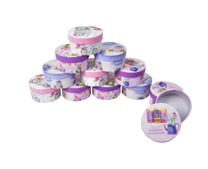 Set 12 Cutii Rotunde Mici cu Imprimeu Foto pentru Flori H5