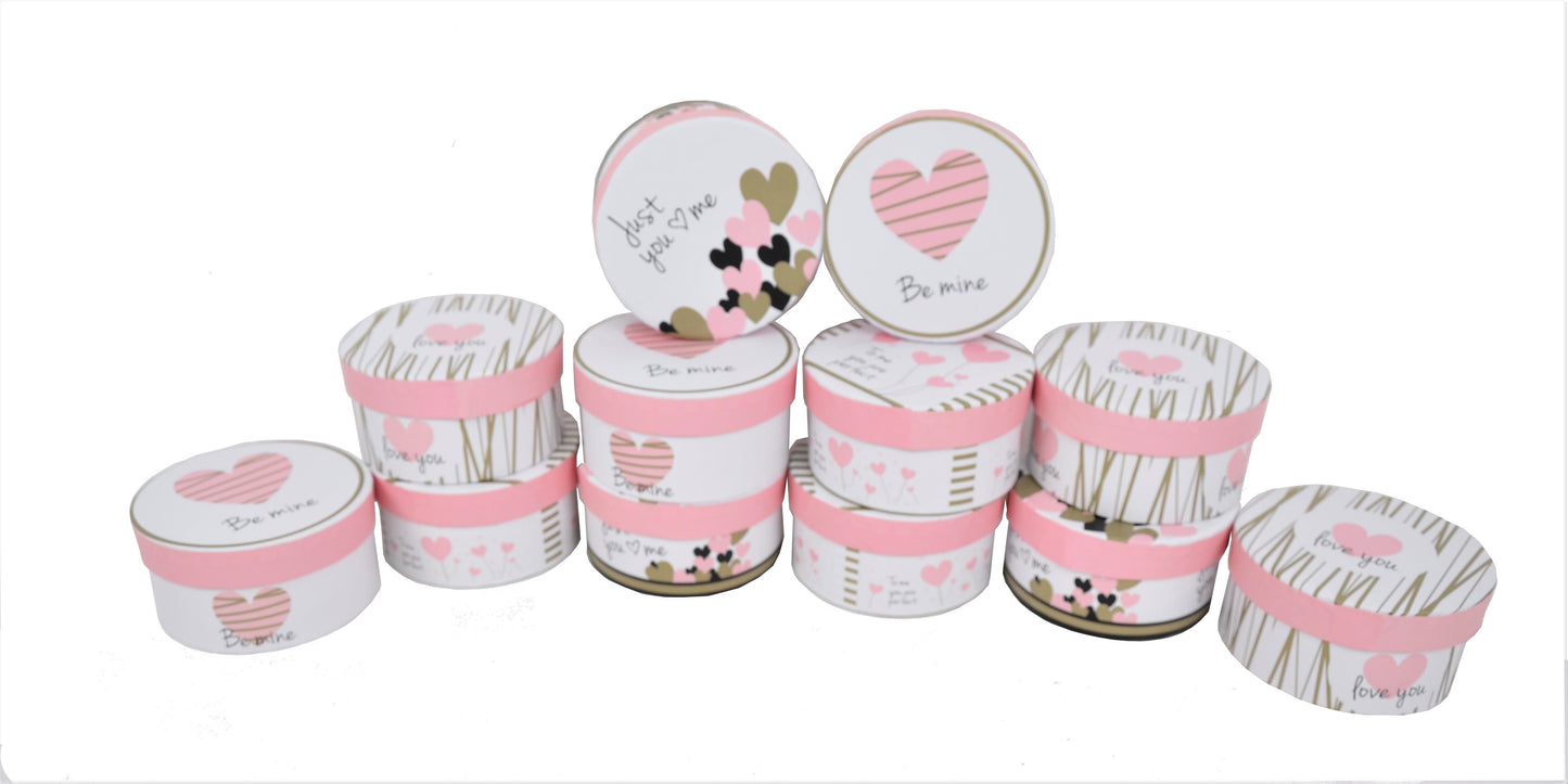 Set 12 Cutii Rotunde Mici cu Imprimeu Foto pentru Flori H5