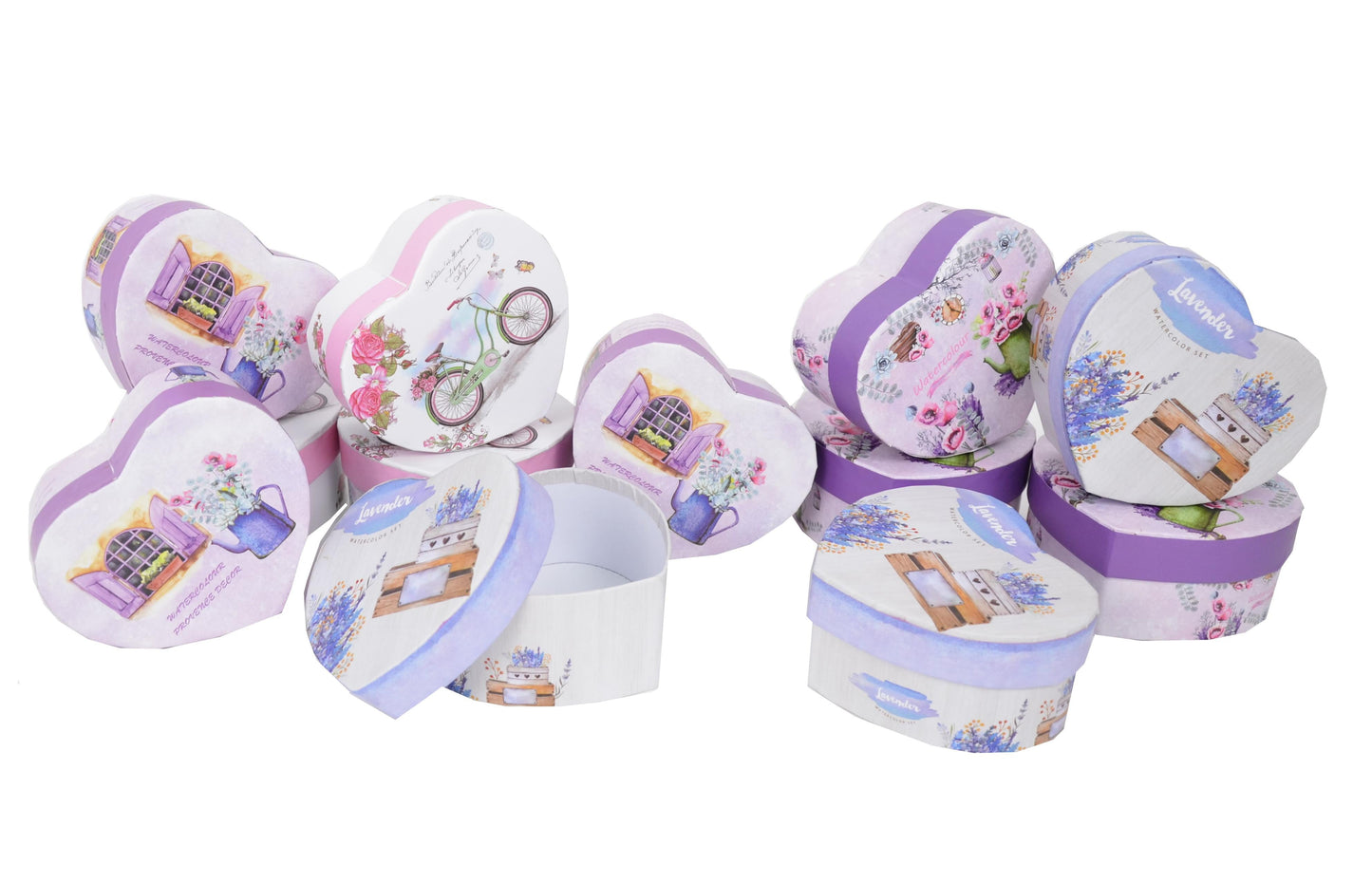 Set 12 Cutii Tip Inima Mica cu Imprimeu Foto pentru Flori D9/11 H5