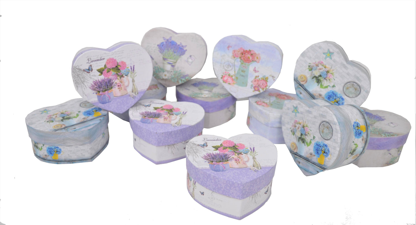 Set 12 Cutii Tip Inima Mica cu Imprimeu Foto pentru Flori D9/11 H5