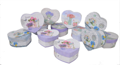 Set 12 Cutii Tip Inima Mica cu Imprimeu Foto pentru Flori D9/11 H5