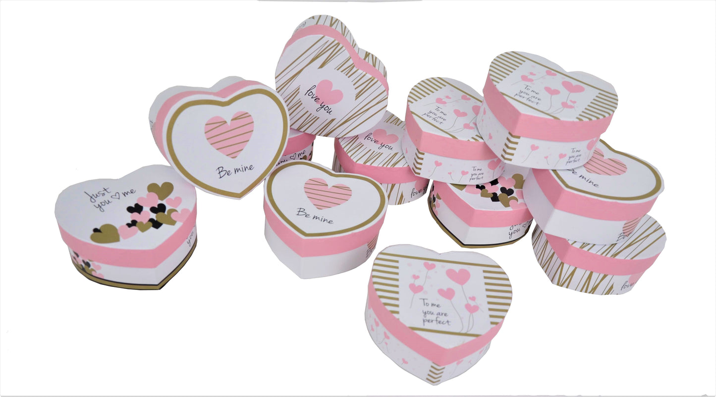 Set 12 Cutii Tip Inima Mica cu Imprimeu Foto pentru Flori D9/11 H5