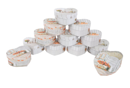 Set 12 Cutii Tip Inima Mica cu Imprimeu Foto pentru Flori D9/11 H5