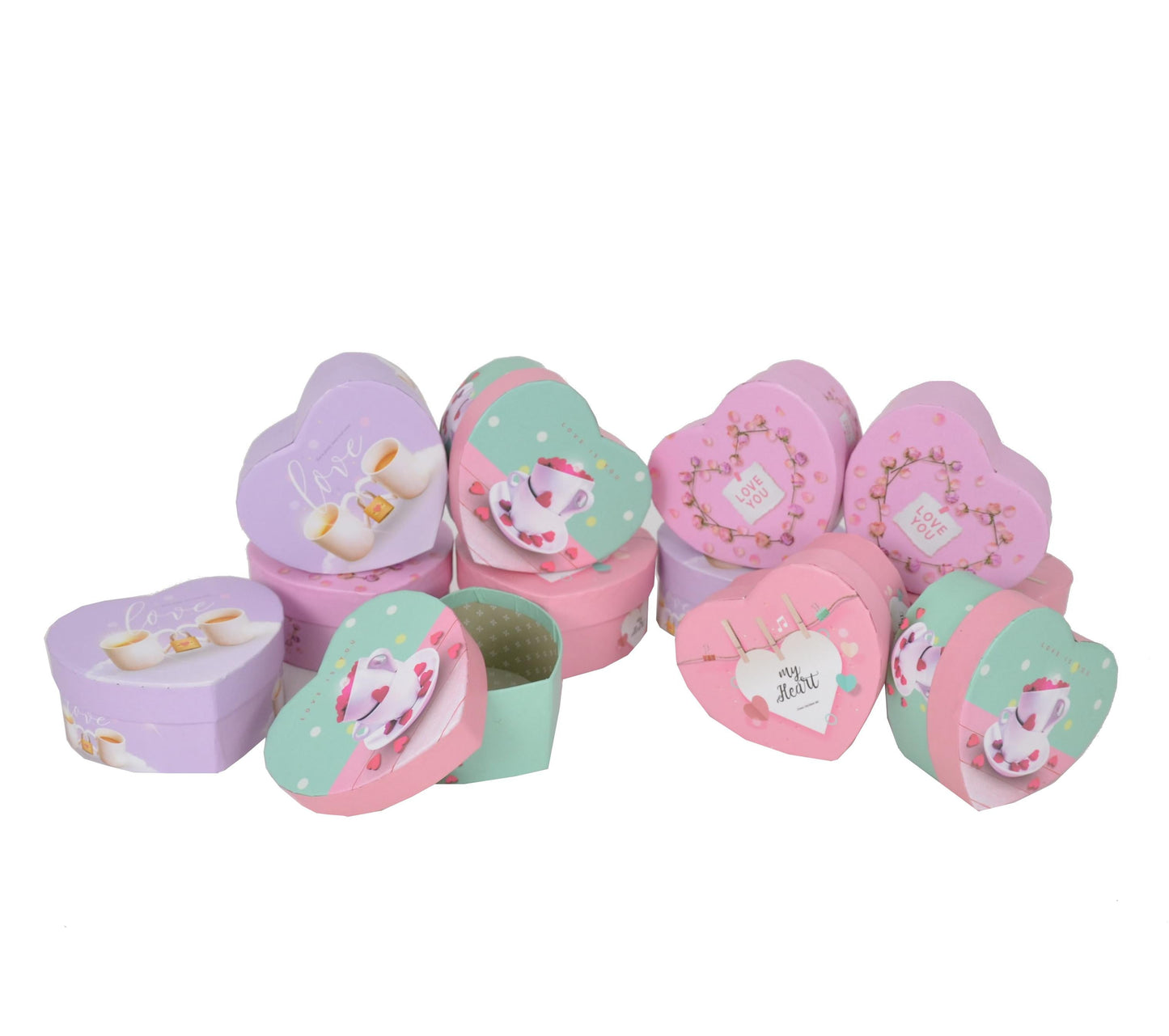 Set 12 Cutii Tip Inima Mica cu Imprimeu Foto pentru Flori D9/11 H5