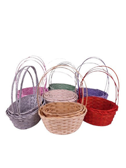 Set 3 cosuri ovale din bambus cu o toarta