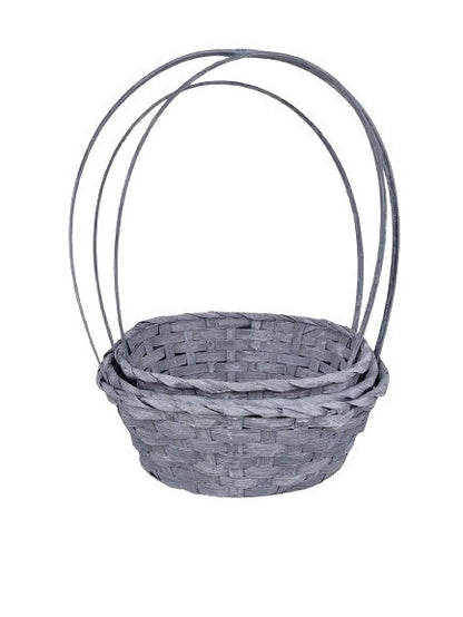 Set 3 cosuri ovale din bambus cu o toarta