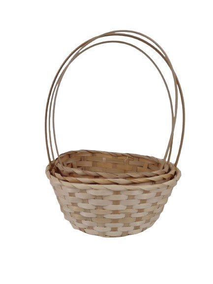 Set 3 cosuri ovale din bambus cu o toarta