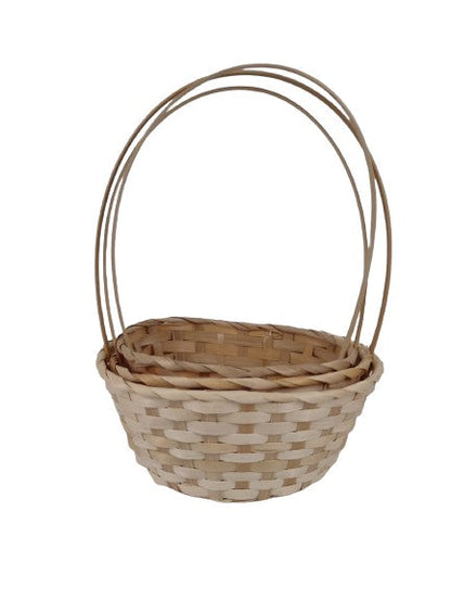 Set 3 cosuri ovale din bambus cu o toarta