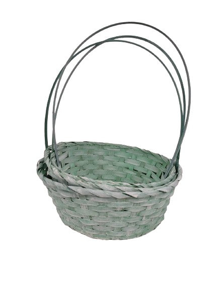 Set 3 cosuri ovale din bambus cu o toarta