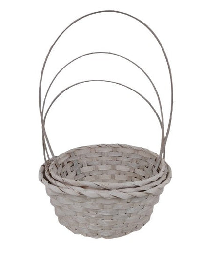 Set 3 cosuri ovale din bambus cu o toarta